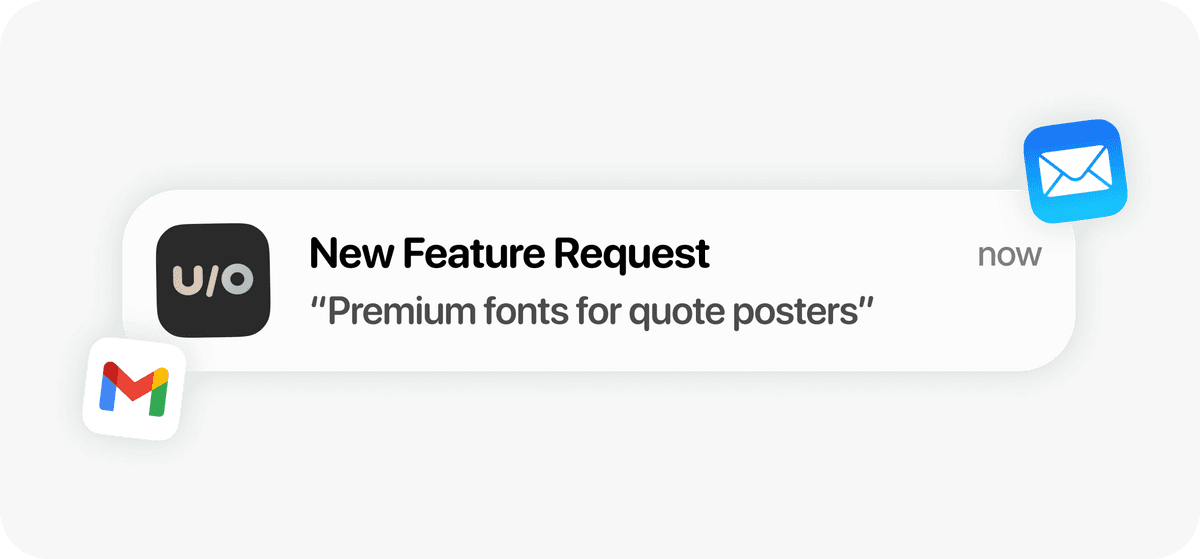 Email and push notification settings for new feature requests